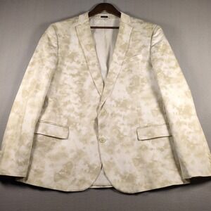 JF J.Ferrar Mens 48R Tan White Dye Cloud Blazer Jacket Stretch Slim Fit 2 Button